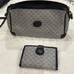 Genuine Gucci monogram shoulder bag with matching wallet